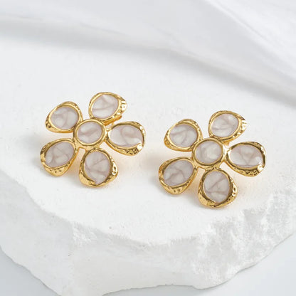 Cercei cu flori din oțel w537