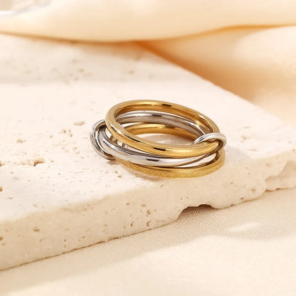 Δαχτυλίδι επιχρυσωμένο ατσάλι τετραπλό -R218