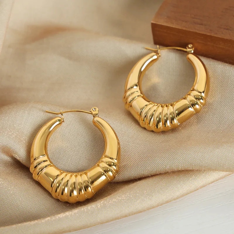 Gold steel earrings - w508