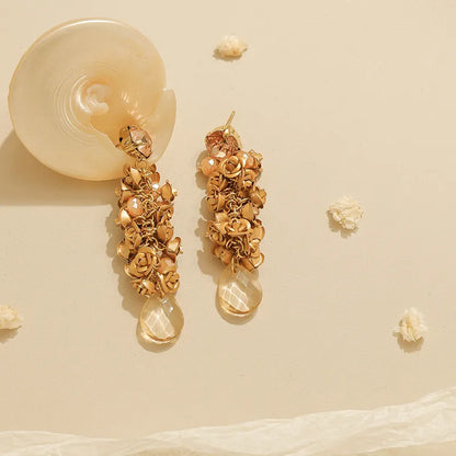 Σκουλαρίκια επιχρυσωμένο ατσάλι με zircon και κρύσταλλα-EA633