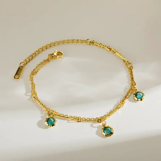 Pulsera de acero y oro con circonitas - BR020