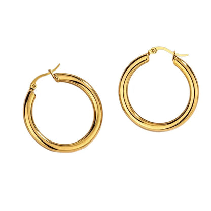 Steel gold hoop earrings 5cm - EA064