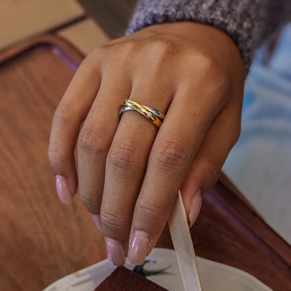 Triple gold steel ring - R372