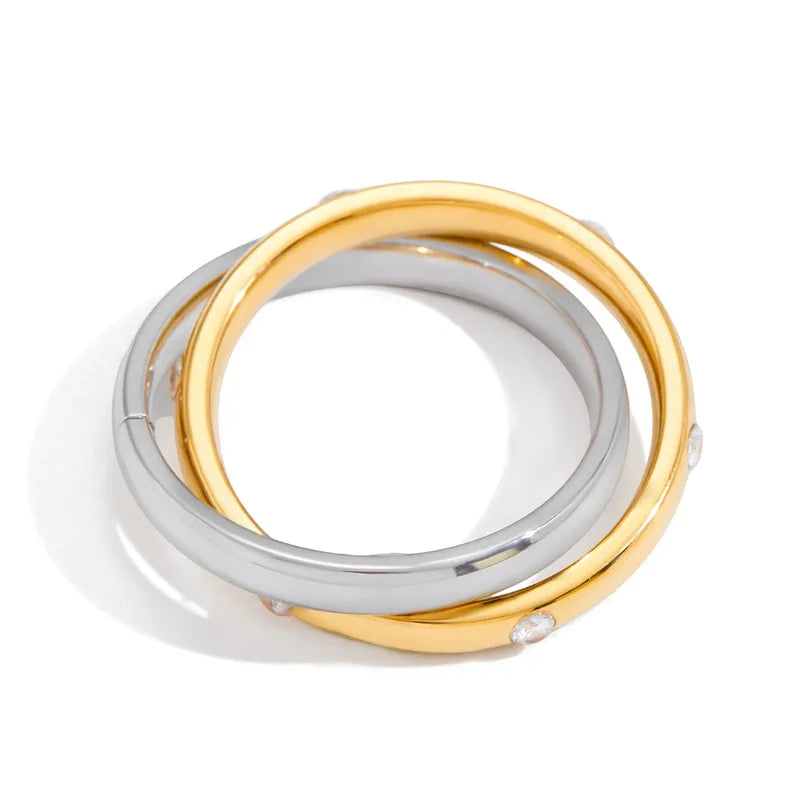 Triple gold steel ring - R372