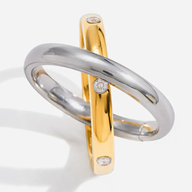 Triple gold steel ring - R372