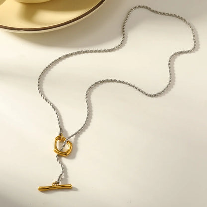 Κολιέ επιχρυσωμένο ατσάλι με ασημί λεπτομέρειες-NE418