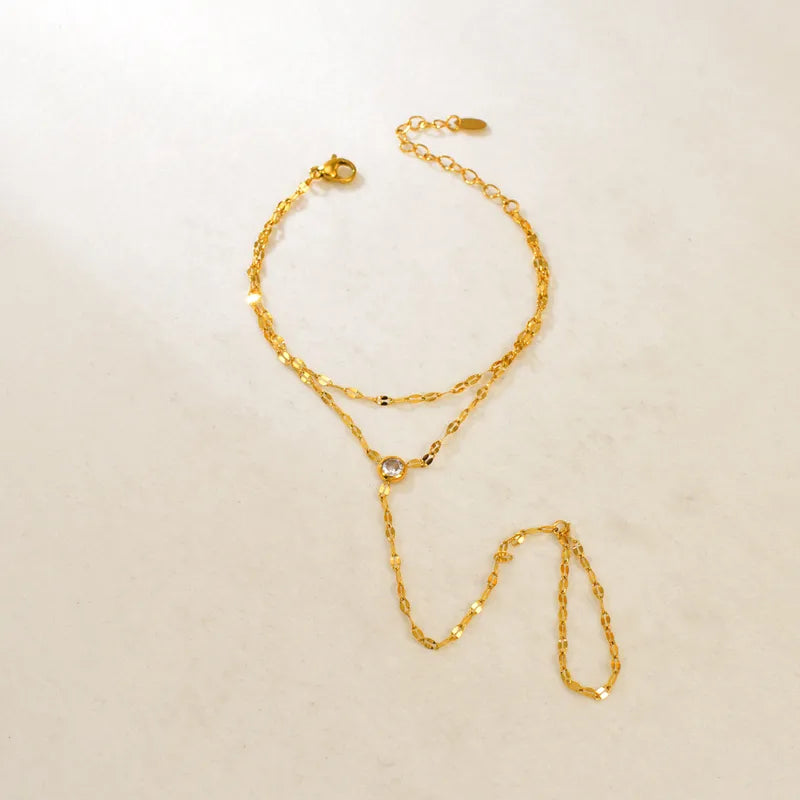 Βραχιόλι επιχρυσωμένο ατσάλι αλυσίδα με zircon -  BR469