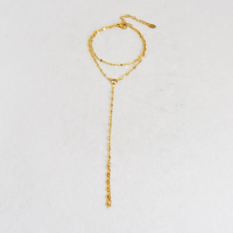 Βραχιόλι επιχρυσωμένο ατσάλι αλυσίδα με zircon -  BR469