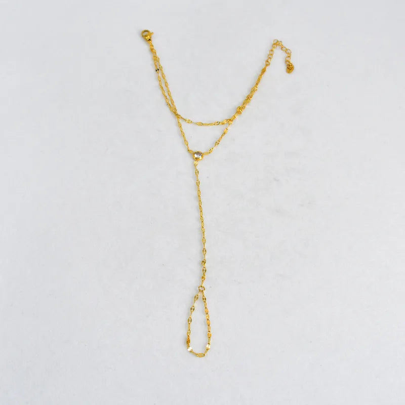 Βραχιόλι επιχρυσωμένο ατσάλι αλυσίδα με zircon -  BR469