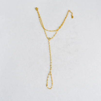 Βραχιόλι επιχρυσωμένο ατσάλι αλυσίδα με zircon -  BR469