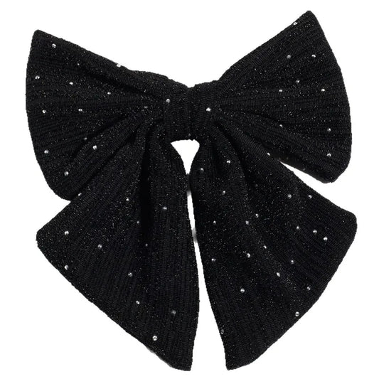 Κλιπ φιόγκος μαύρος με glitter - HA045