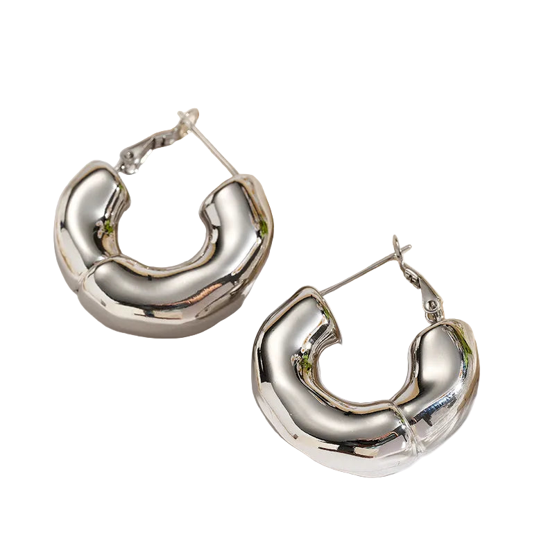 Σκουλαρίκια ατσάλι μοντέρνοι κρίκοι-EA372