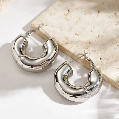 Σκουλαρίκια ατσάλι μοντέρνοι κρίκοι-EA372