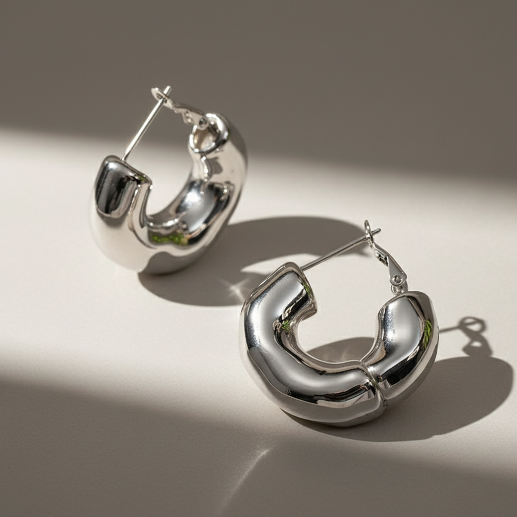 Σκουλαρίκια ατσάλι μοντέρνοι κρίκοι-EA372