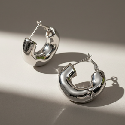 Σκουλαρίκια ατσάλι μοντέρνοι κρίκοι-EA372