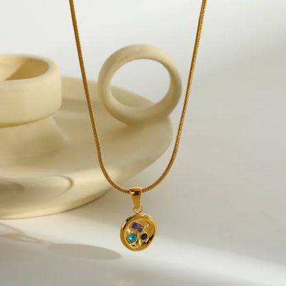 *Κολιέ επιχρυσωμένο ατσάλι με χρωματιστά zircon-NE432