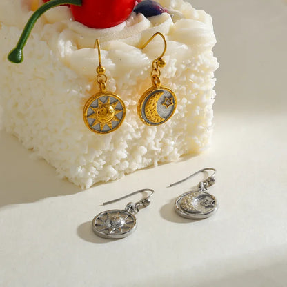 *Σκουλαρίκια επιχρυσωμένο ατσάλι με ήλιο και φεγγάρι-EA656