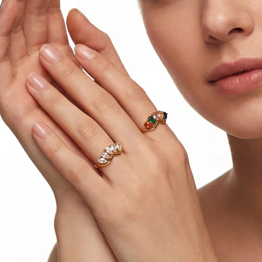 Δαχτυλίδι επιχρυσωμένο ατσάλι με zircon - R382