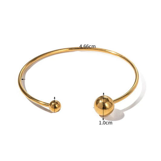 Pulseira em aço dourado com bolinhas na ponta-BR126