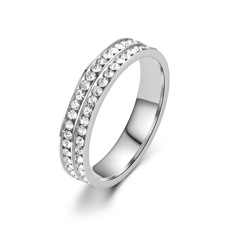 Δαχτυλίδι ατσάλι διπλή σειρά zircon-R110