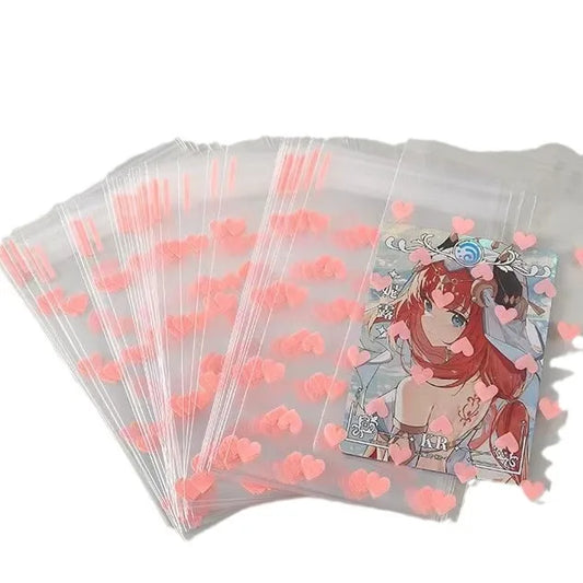 Σακουλάκια διάφανα με ροζ καρδούλες 50τμχ - P064