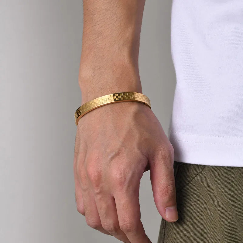 Gold steel handcuffs - w033