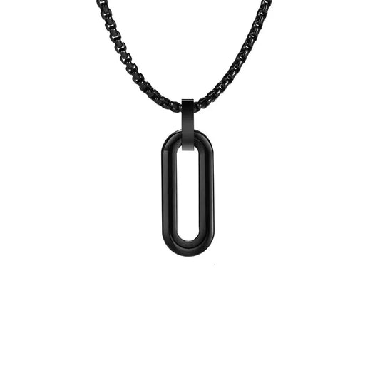 Collana pendente in acciaio nero-NE183
