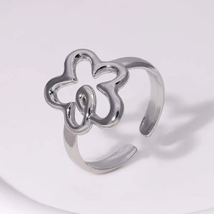 Δαχτυλίδι ασημί ατσάλινο με σχήμα λουλουδιού - r031