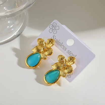 Boucles d'oreilles triple créoles acier doré- EA649