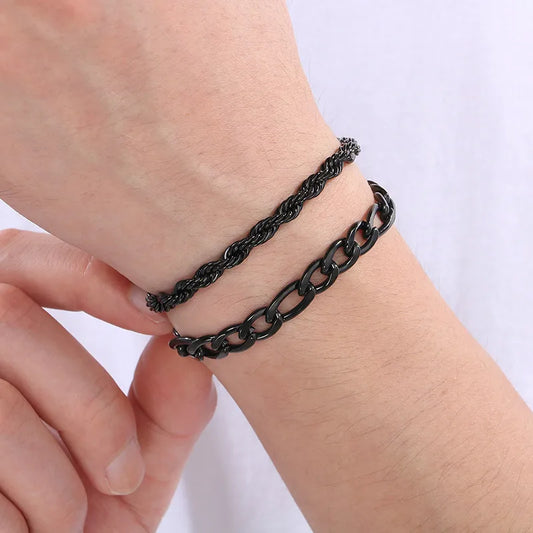 Bracelet black steel chain-br269