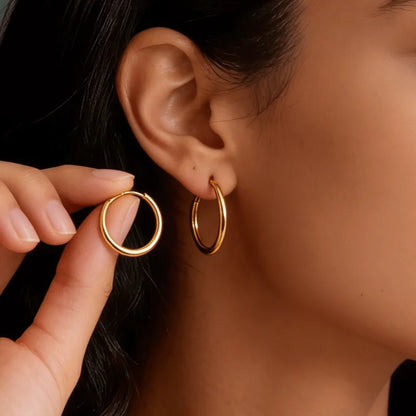 Boucles d'oreilles acier doré et pierres marron - EA320