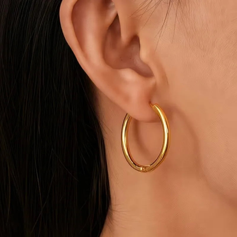 Boucles d'oreilles acier doré et pierres marron - EA320
