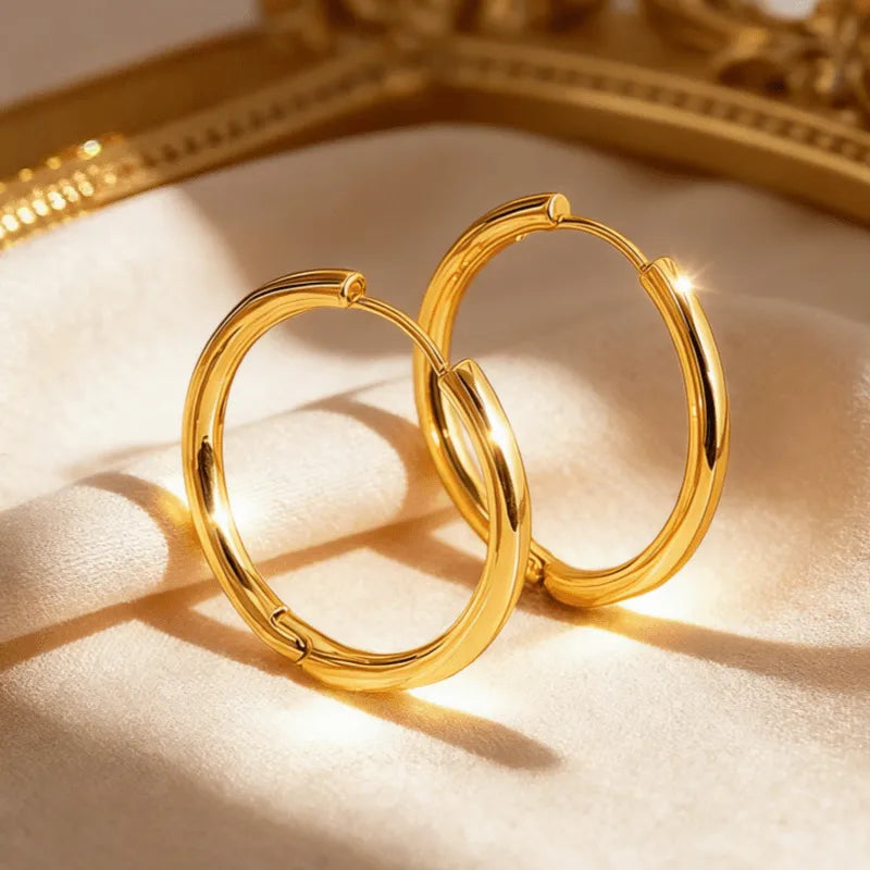 Boucles d'oreilles acier doré et pierres marron - EA320