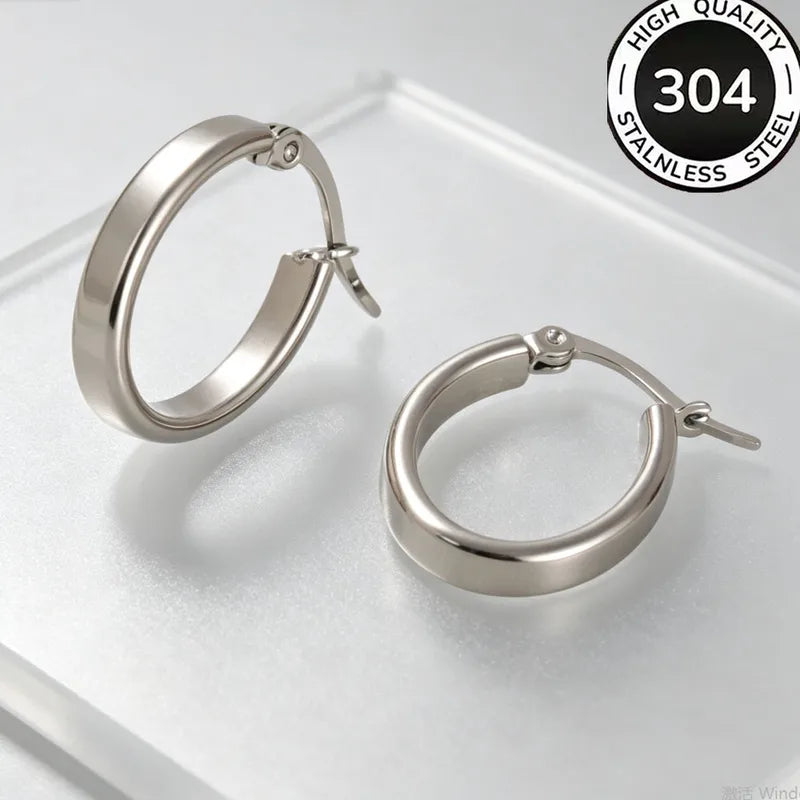 Ovale Creolen aus Stahl und Silber – EA422