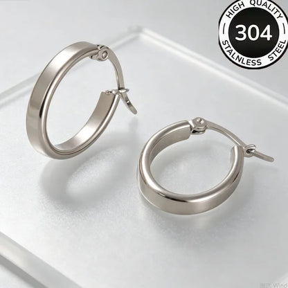 Ovale Creolen aus Stahl und Silber – EA422