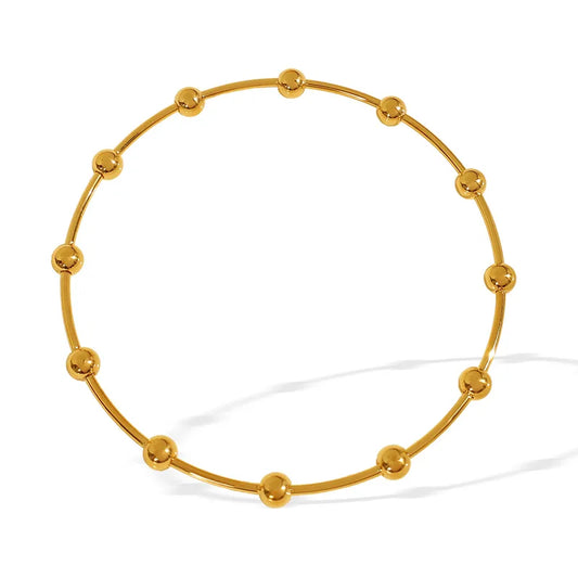 Bracelet gold steel slim with gold beads- Br109