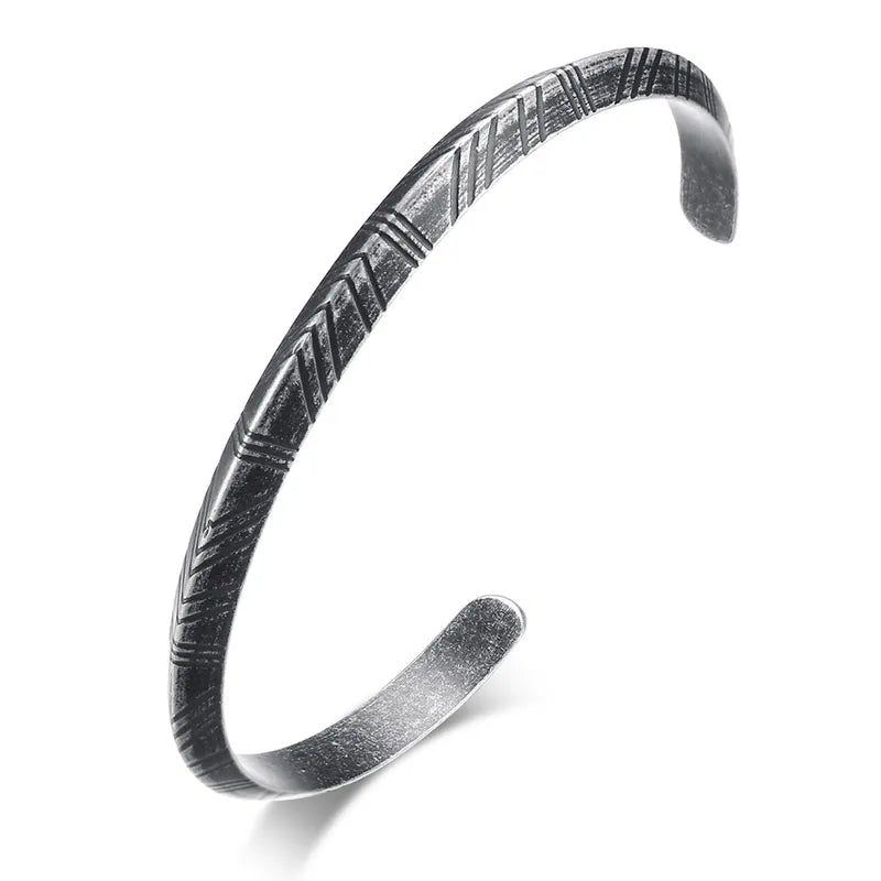 Βραχιόλι μαύρο ατσάλι με μαύρες γραμμές-BR115