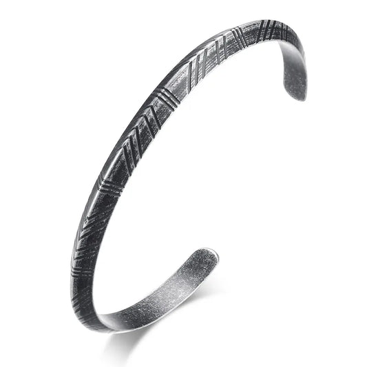 Βραχιόλι μαύρο ατσάλι με μαύρες γραμμές-BR115