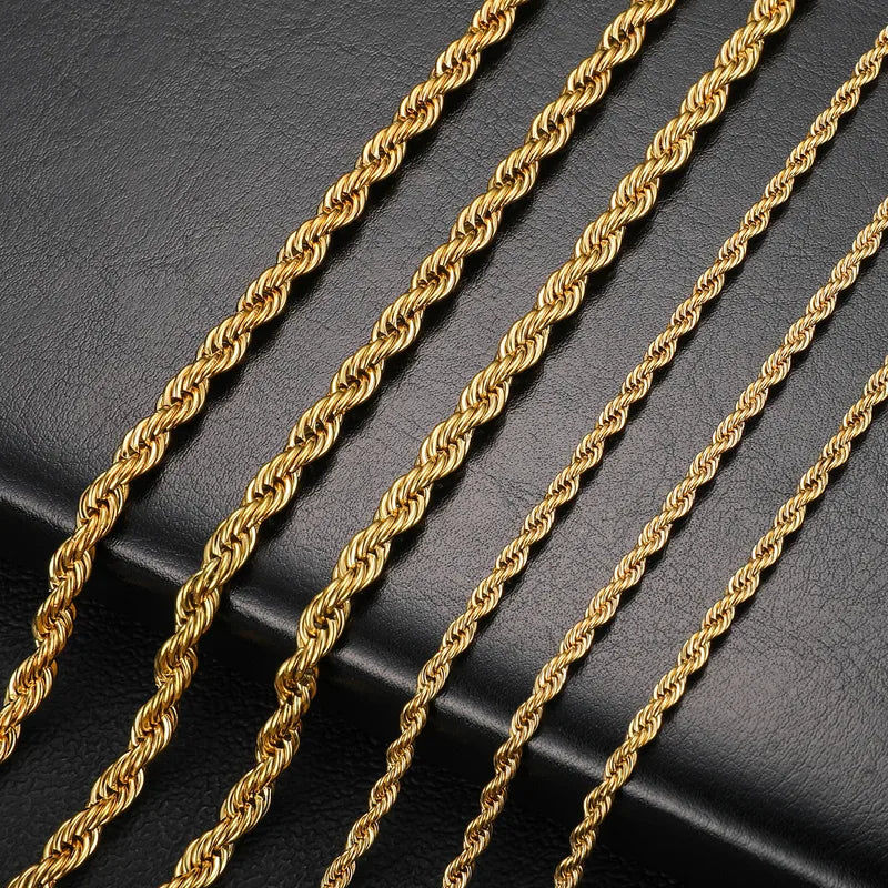 Necklace Gold Steel with Tilled Chain-Ne060