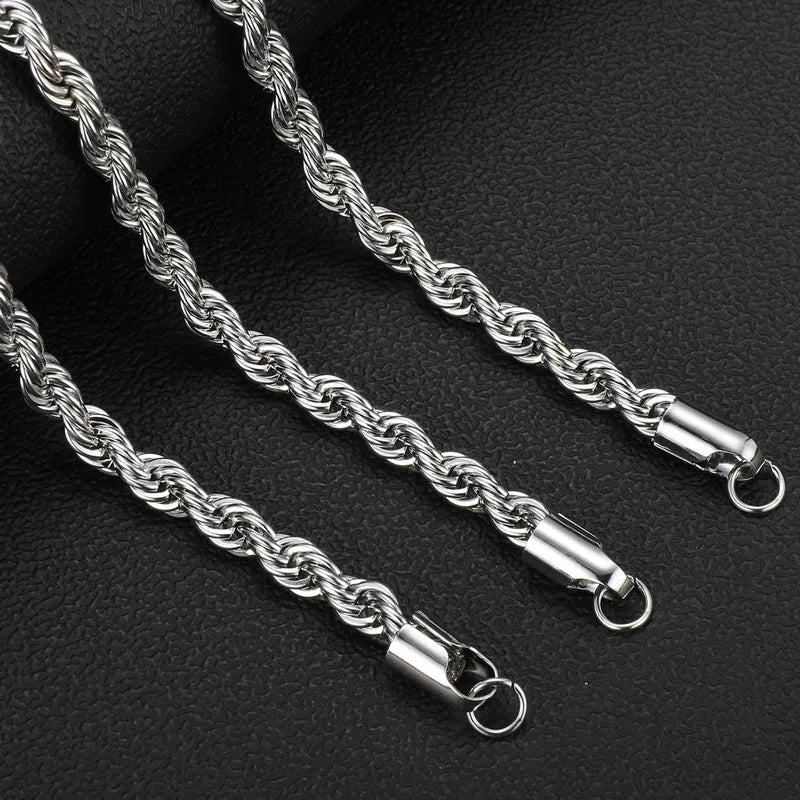 Silver Steel Necklace with Tilled Chain-Ne488