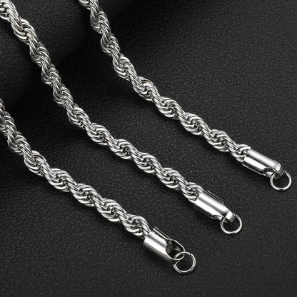 Silver Steel Necklace with Tilled Chain-Ne488