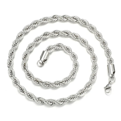 Silver Steel Necklace with Tilled Chain-Ne488