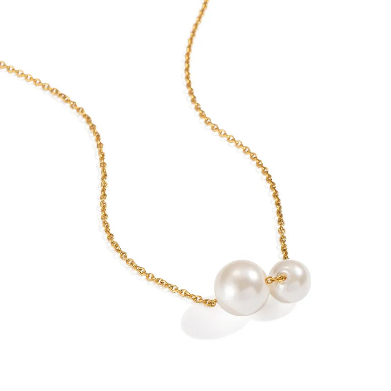 Κολιέ επιχρυσωμένο ατσάλι με πέρλες - NE737