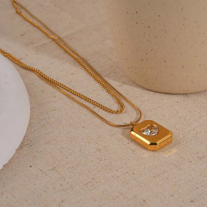 Κολιέ επιχρυσωμένο ατσάλι με καρδιά-NE551