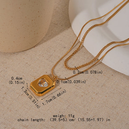 Κολιέ επιχρυσωμένο ατσάλι με καρδιά-NE551