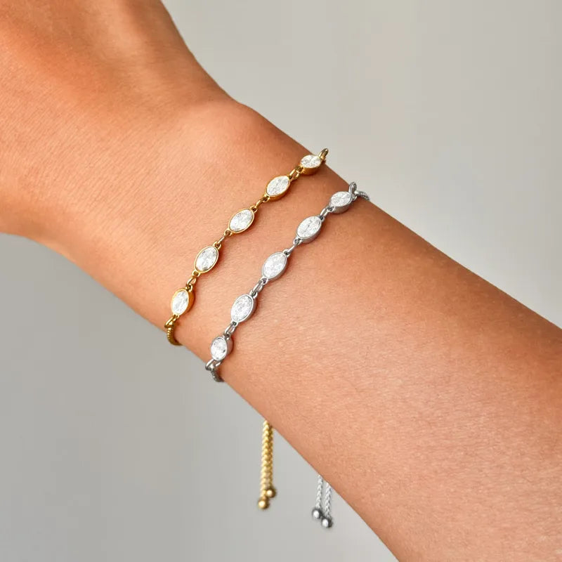 Βραχιόλι επιχρυσωμένο ατσάλι με zircon-BR241