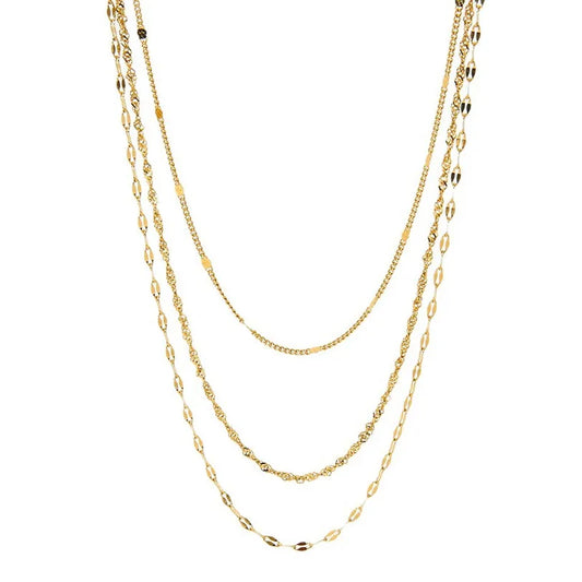 Κολιέ επιχρυσωμένο ατσάλι τριπλό-NE174