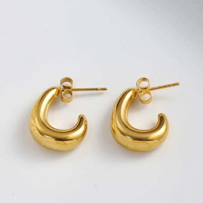 Earrings steel round link-ea191