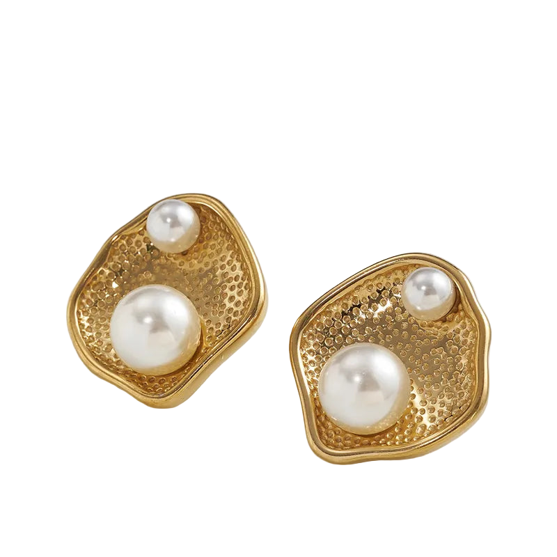 *Σκουλαρίκια χρυσό ατσάλι με πέρλες-EA542