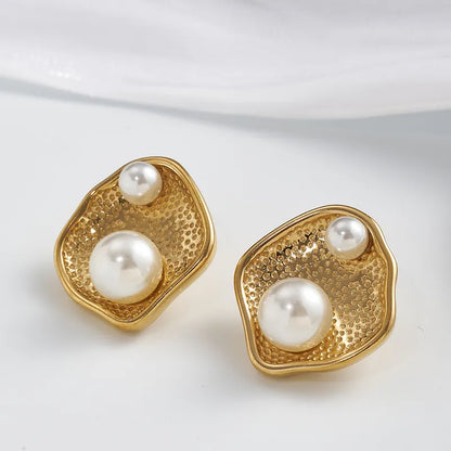 *Σκουλαρίκια χρυσό ατσάλι με πέρλες-EA542